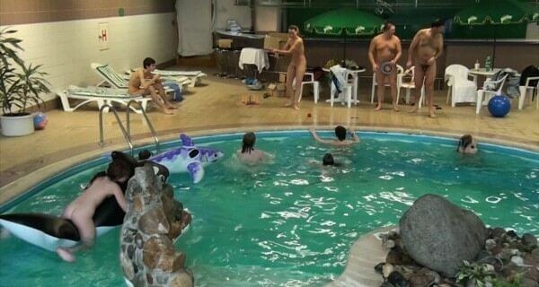 Indoor Dolphin Ride Full HD video - Nudism is normal and fun