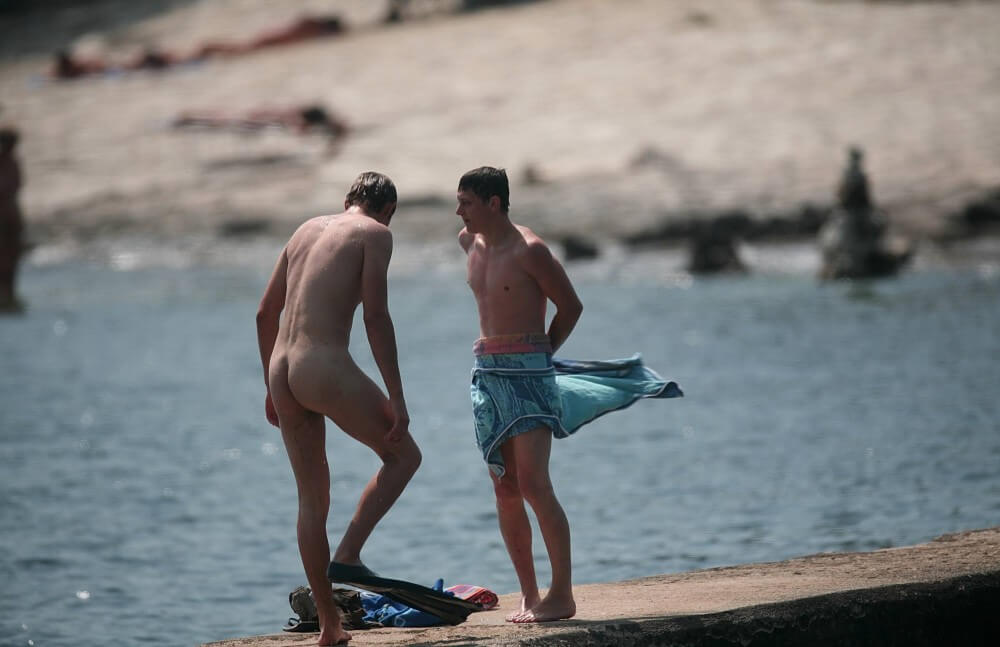 Nudists Boys - Water Prep On The Ledge - Nudism is a lifestyle in harmony with nature