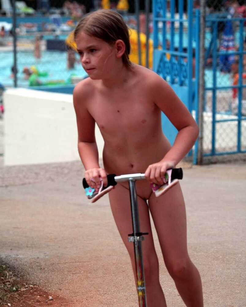 Pool-Side Naturist Scooter pics - The body is a reflection of inner beauty and harmony in naturism and nudism
