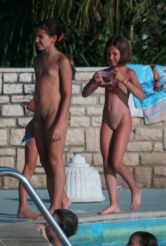 Two Poolside Nudist Girls pics - Human nature in its original form